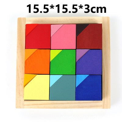 Large Wooden 28 Building Blocks Rainbow Stacking Game For Montessori Children