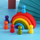 Large Wooden 28 Building Blocks Rainbow Stacking Game For Montessori Children