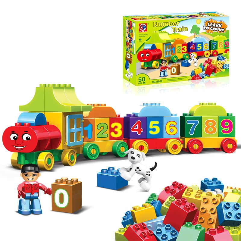 50pcs DIY City Train Big Building Blocks Educational Toys And Gifts With Box