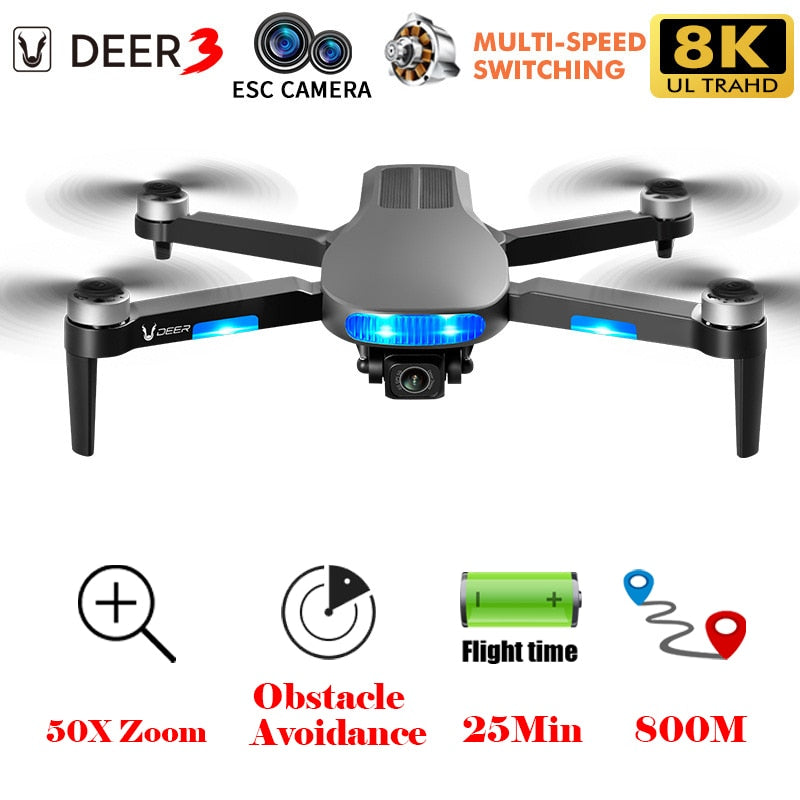 5G RC Quadcopter With Professional Shooting Drone LU3 MAX In 8K HD Dual Camera, GPS, 50X Zoom And Brushless Motor